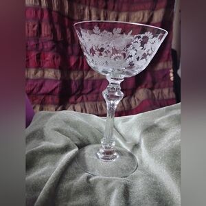 Tiffin-Franciscan Rambling Rose Etched Crystal Champagne Sherbert